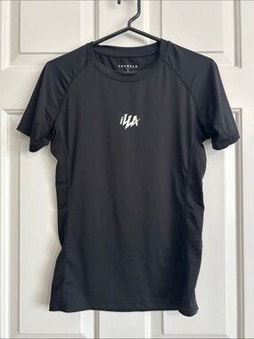 YoungLA Black Short-Sleeve Rash Guard with White Logo